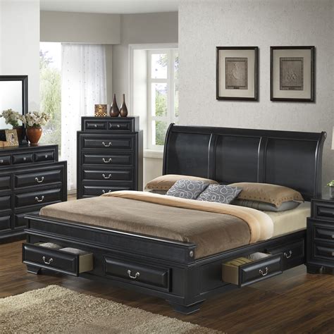 Edwardsville Solid Wood Storage Sleigh Bed Bedroom Sets Furniture