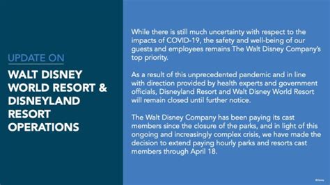 Walt Disney World And Disneyland Extend Theme Park Closures Indefinitely