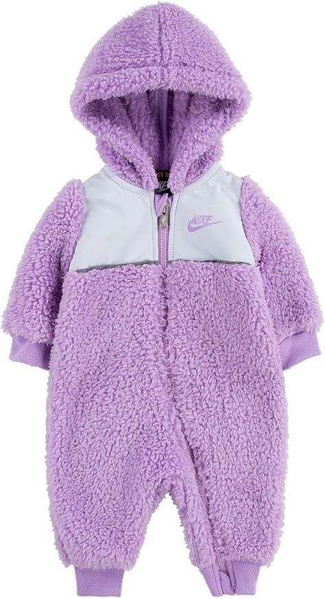 Nike Baby Girl Sherpa Full Zip Fleece Hooded Coverall Violet Star