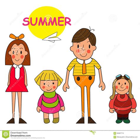 Download Kids Summer Camp Isolated On White Background. Vector ...