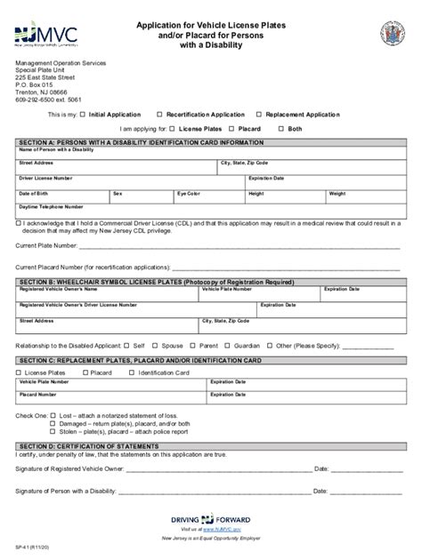 Nj Application For Handicap Placard 2020 2024 Form Fill Out And Sign