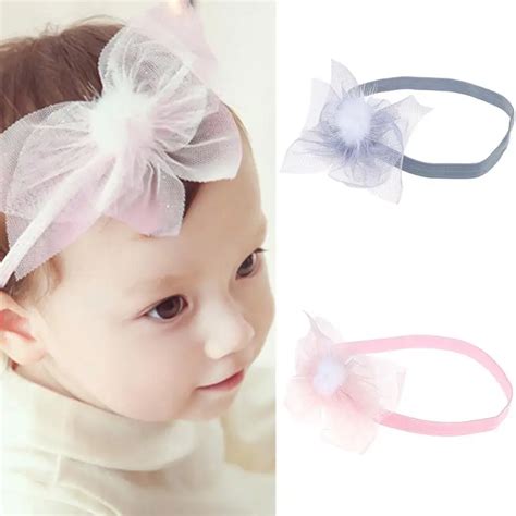 Newborn Girls Hair Accessories Fashion Baby Girls Elastic Lace Flowers