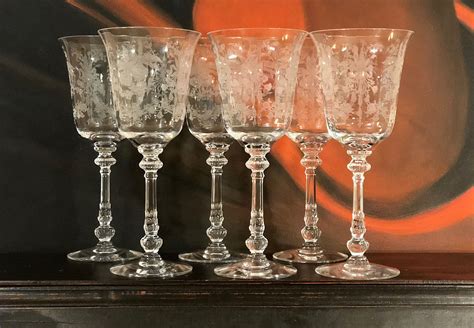 heisey orchid crystal wine water glasses set of six heisey etsy crystal glassware