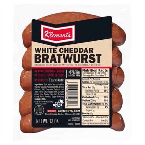 Klements White Cheddar Bratwurst 14 Oz Ralphs