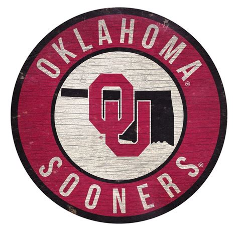 Oklahoma Sooners Sign Wood 12 Inch Round State Design Oklahoma