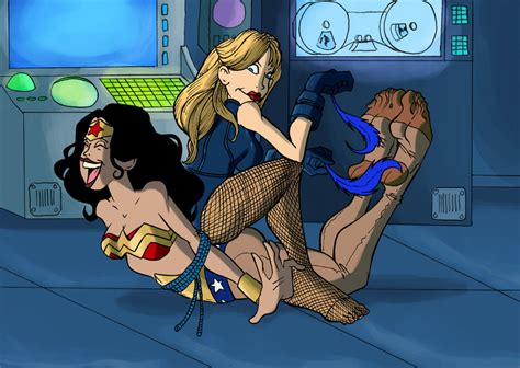 Black Canary Tickles Wonder Womans Feet Superhero Foot