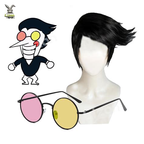 Spamton Cosplay Glasses Spamton Wig Pink Yellow Round Glasses