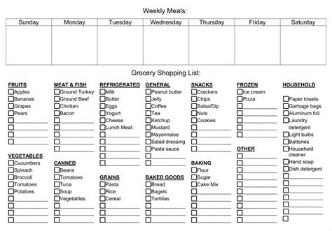7 Best Grocery List Template Printable Amenable Images