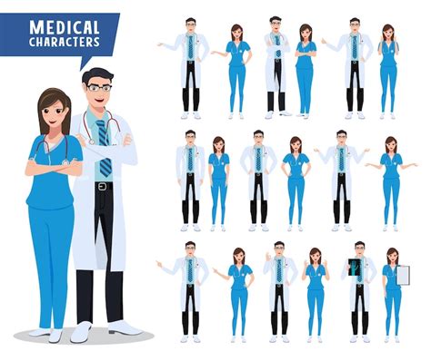 Premium Vector Doctor And Nurse Vector Character Set Medical And