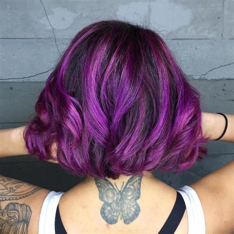Violet Balayage Bob For Brunettes Purple Balayage Balayage Hair