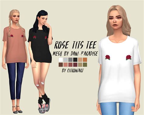 Citrontart — Rose Tits Oversized T Shirt Recolour Original Sims