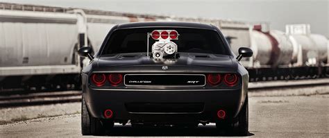 Black Car Ultra Wide Car Dodge Dodge Challenger Hellcat Hd
