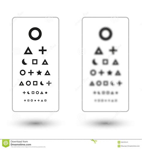 Sharp And Unsharp Snellen Chart With Symbols For Children Stock Image