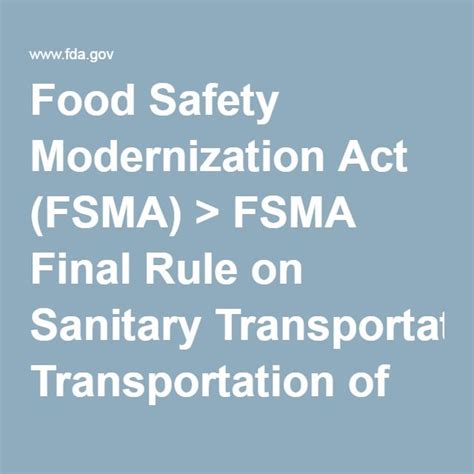 Food Safety Modernization Act Fsma Fsma Final Rule On Sanitary