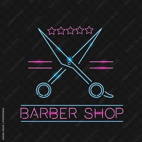 Barber Shop Logo Neon Sign Logo Design Elements Can Be Used As A