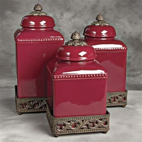 Ceramic Tuscan Red Kitchen Canisters Red Home Decor Tuscan