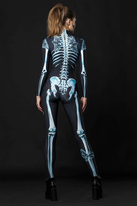 Lady Moth Skeleton Halloween Full Body Catsuit Costume For Women