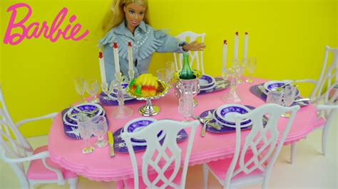 ألعاب بنات غرفة باربي للطعام Barbie Dinning Room Tour Youtube