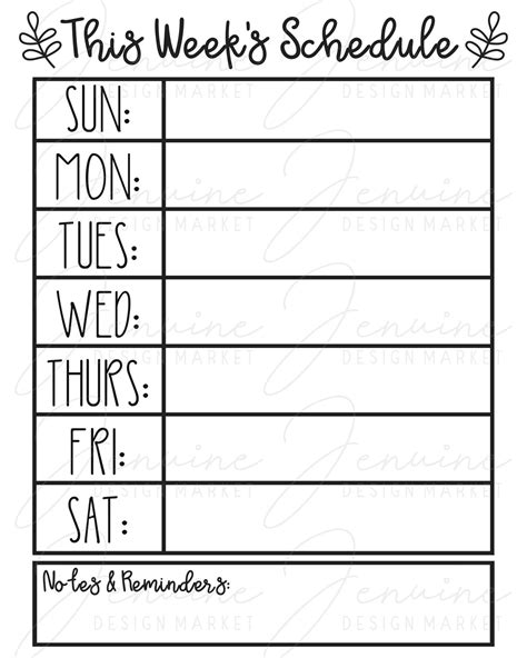 Free Printable Weekly Calendar Schedule Printable Schedule Templates
