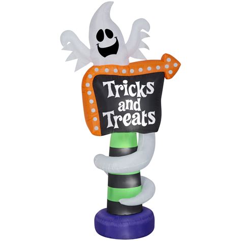 Halloween Airblown Inflatable Ghost Trick Or Treat Sign 8ft Tall By
