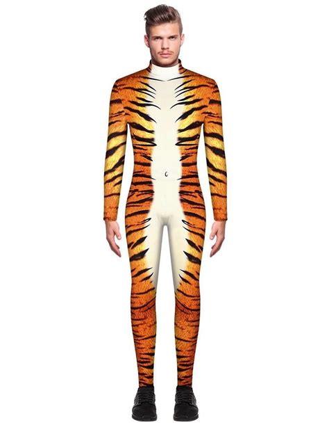 Adult Mens Tiger Full Bodysuit Jumpsuit Cosplay Costume Full Body
