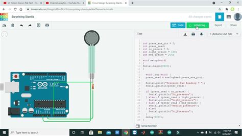 Force Sensor With Arduino In Tinkercad Simulation Of Force Sensor