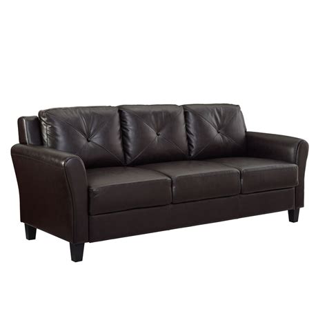 Lifestyle Solutions Taryn Curved Arm Sofa Java Brown Faux Leather