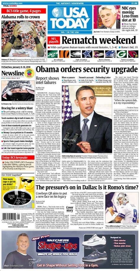Newspaper Usa Today Usa Newspapers In Usa Fridays Edition January