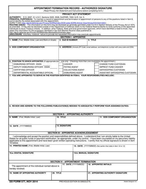 Dd Form 577 Fill Out Sign Online And Download Fillable Pdf