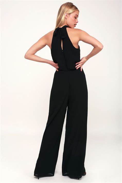 Its A Hit Black Wide Leg Halter Jumpsuit Dressy Jumpsuits Evening