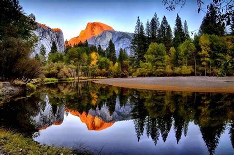 Sunset In Yosemite Scenic Merced River Yosemite National Park
