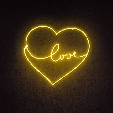 Love Heart Neon Sign Yellow 197 50cm Yes Neon Signs Neon