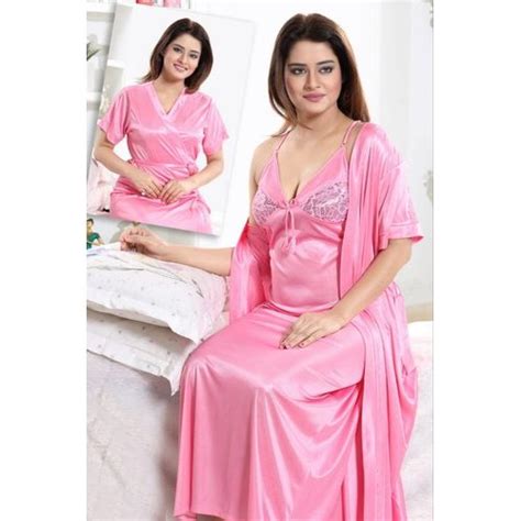 Full Length Half Sleeve Ladies Pink Satin Nighty At Rs 950piece In Solapur