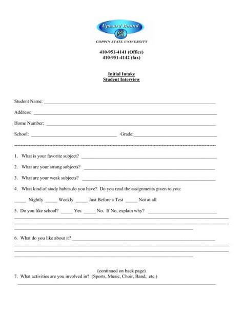 Student Initial Interview Form