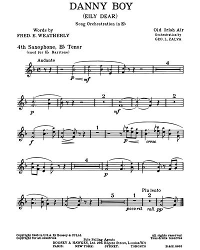 Danny Boy Alto Saxophone 2 In Eb Sheet Music By Fred E Weatherly Nkoda
