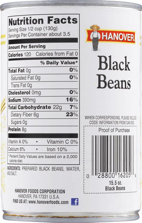 34 black beans nutrition label labels database 2020