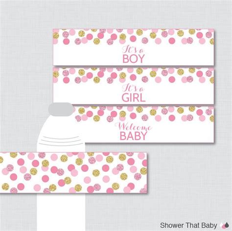 Pink And Gold Water Bottle Labels Baby Shower By Showerthatbaby Free