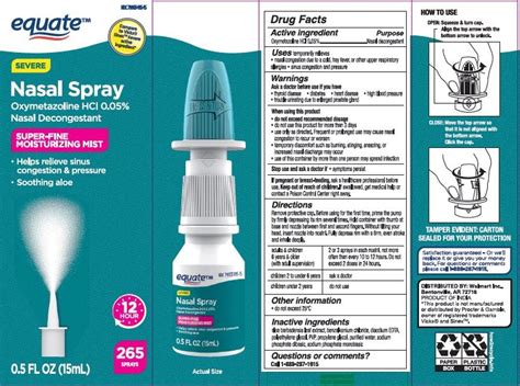 Dailymed Equate Oxymetazoline Hcl Spray