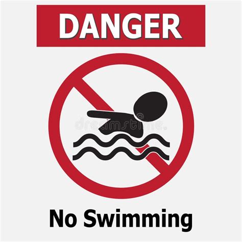 No Swimming Warning Signs Vector Illustration Stock Vector