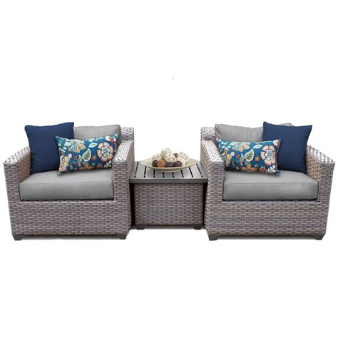 This handsome wicker style patio furniture set features black pe rattan with khaki or blue cushions, is the perfect addition to your patio, garden, backyard, pool. Catalina 3 Piece Outdoor Wicker Patio Furniture Set 03a ...