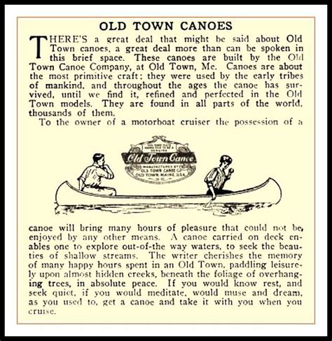 1909 Vintage Advertising Old Town Canoe Co Old Town Maine Old Town