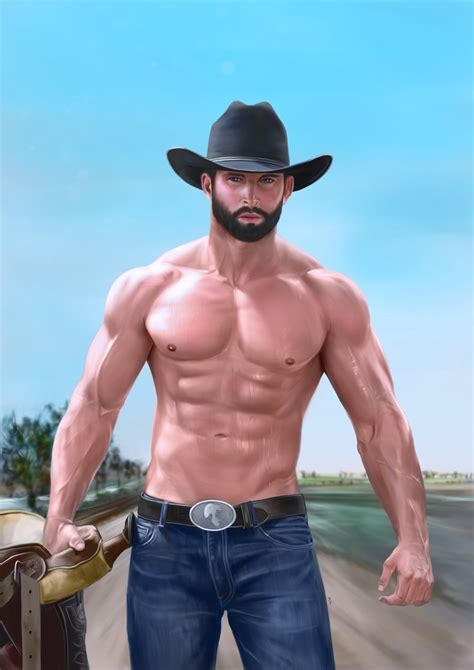 Artstation Muscle Cowboy With Saddle
