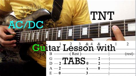 Tnt Acdc Guitar Lesson With On Screen Tabs Whole Song Tutorial