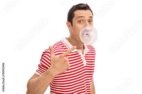 Man Chewing A Gum And Blowing Bubble Stock Photo Adobe Stock
