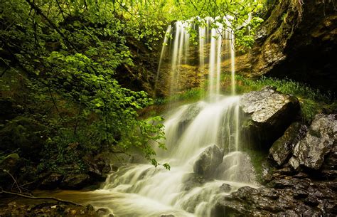 Cliff Waterfall Trees Nature Wallpapers Hd Desktop