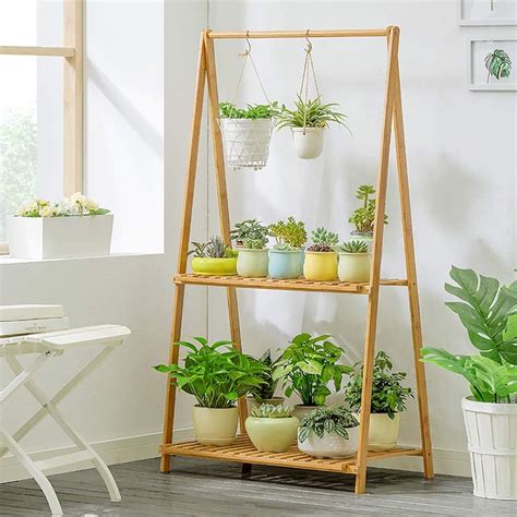 Carl Artbay Multi Layer Wooden Hanging Plant Stand Multi