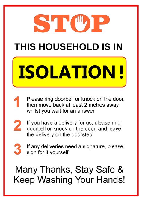 Covid 19 Free Self Isolation Poster To Print Out