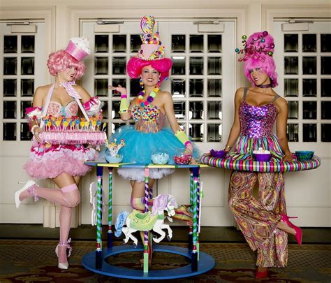 candy girls circular trays and whole table outfits candy dress candy girl candy costumes