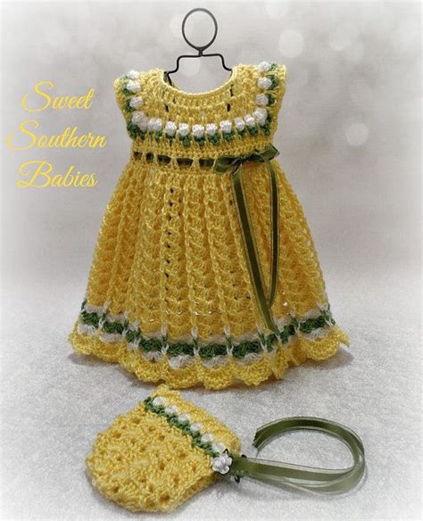 Di Giallo Primavera Abito Rosebud Bonnet Di Sweetsouthernbabies Crochet