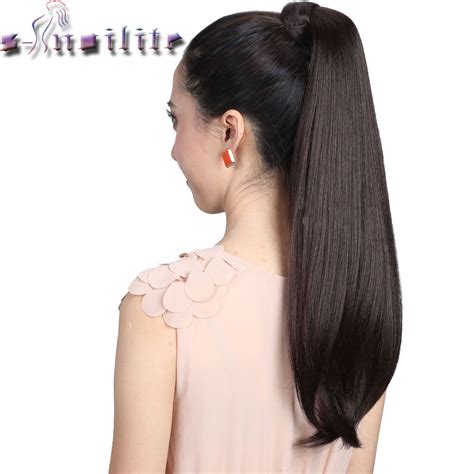 If you are not sure about choice of your color shade. S noilite Women 24/26" Drawstring Pony tail Long Straight ...